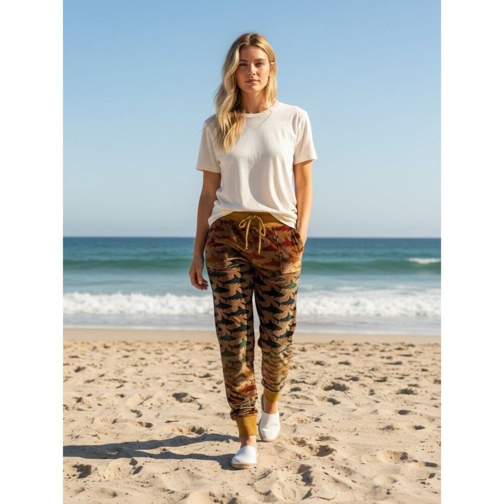 Rare Aviator Nation Velvet Shark Week Joggers